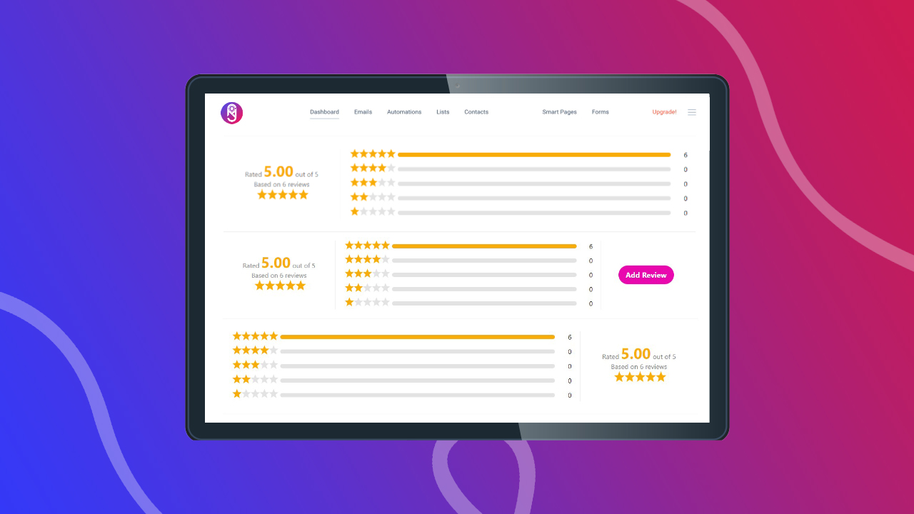 Review list header design variations on Breview Pro WordPress plugin
